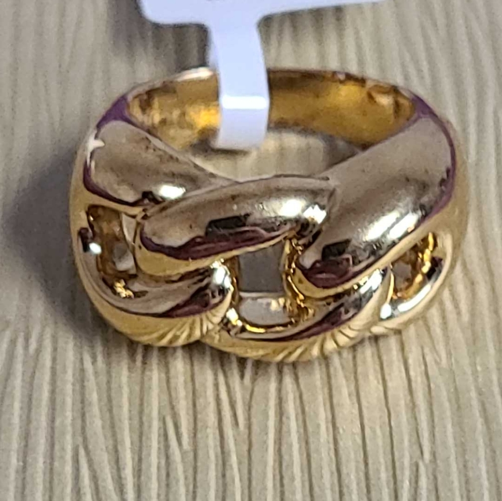 RARE Moda Al Massimo 18k Gold Over Bronze Curb Link Ring, Size 8